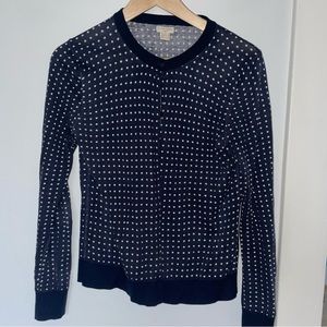 J Crew navy polka dot cardigan